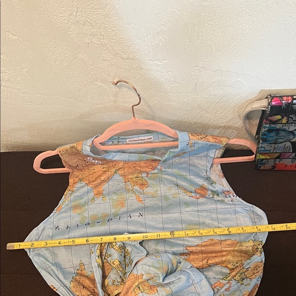 # 0717+ The World Map Print Sleeveless Dress W/ WHT - Picture 6 of 6